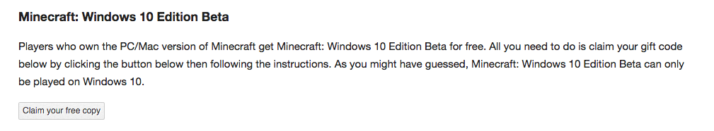 Minecraft Windows 10 Edition Mac Download