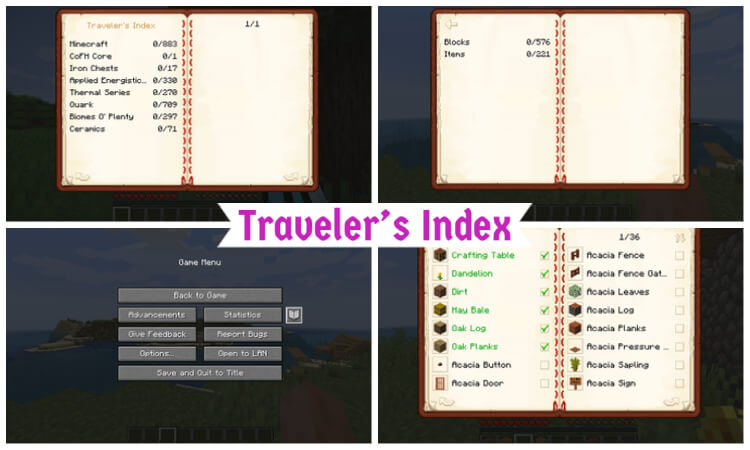 Traveler's Index Mod (1.20.5 - 1.19.4 - 1.18.2) Blocks Log Minecraft